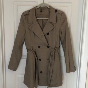 Tan womens shorter trenchcoat